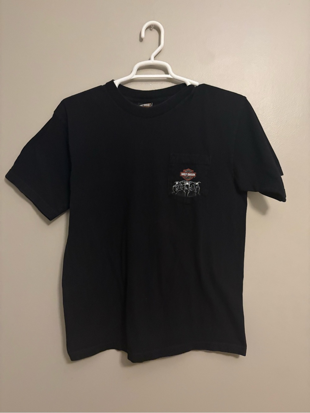 Harley-Davidson Black Short Sleeve Pocket Tee with Small Chest Emblem